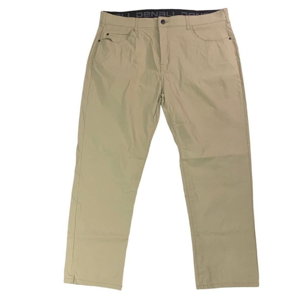 Denali Mens Size 40x30 Zip Fly Stretch Pants‎ Khaki Straight Leg Pockets Nylon